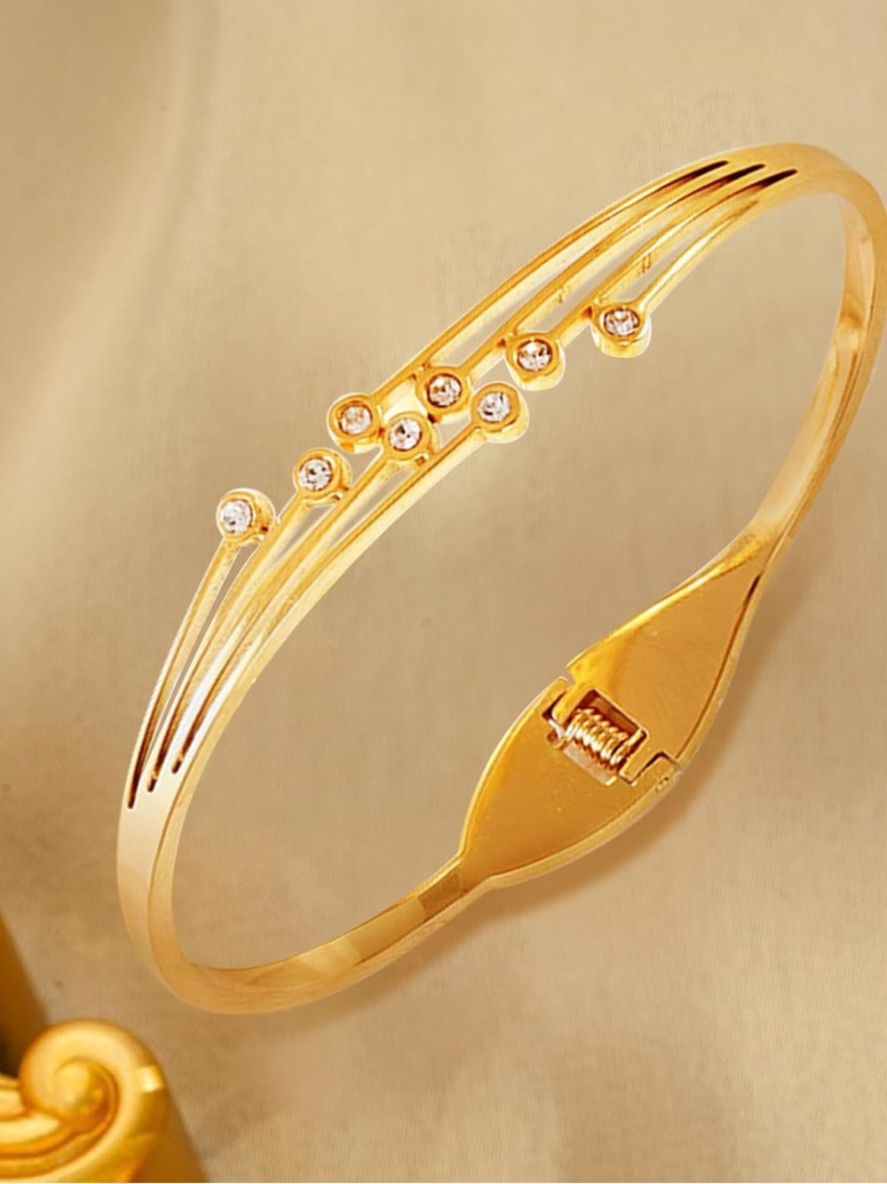 Elegant Golden Crystal Accent Bracelet